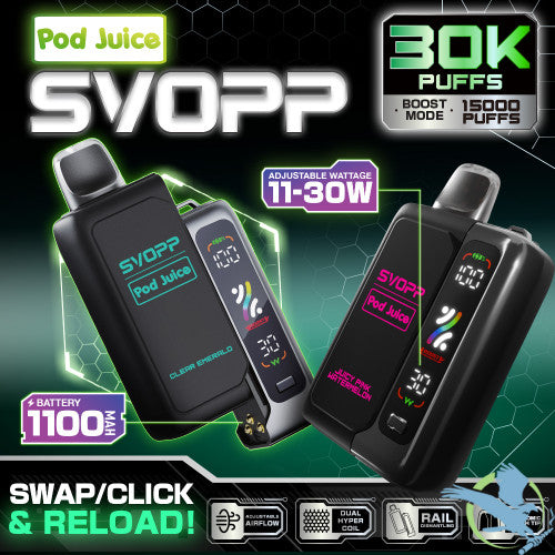 Pod Juice x SVOPP 30K Puffs 13ML Pre-Filled Pod With Rail Dismantling - Display of 5