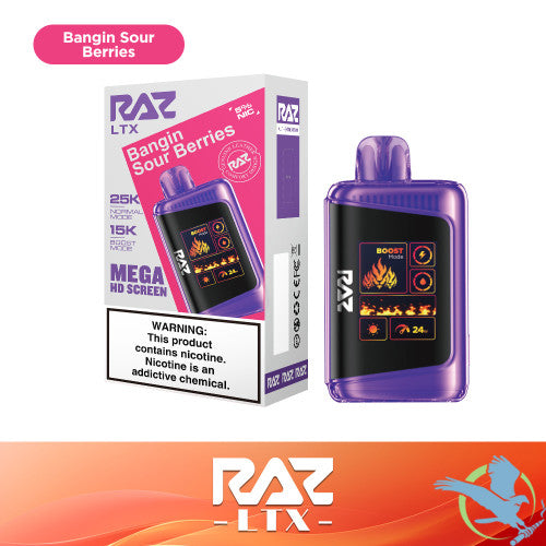 RAZ LTX 25K Puffs 16ML Disposable Device With Adjustable Airflow System & Mega HD Screen - Display of 5