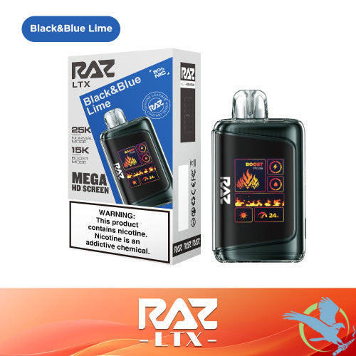 RAZ LTX 25K Puffs 16ML Disposable Device With Adjustable Airflow System & Mega HD Screen - Display of 5