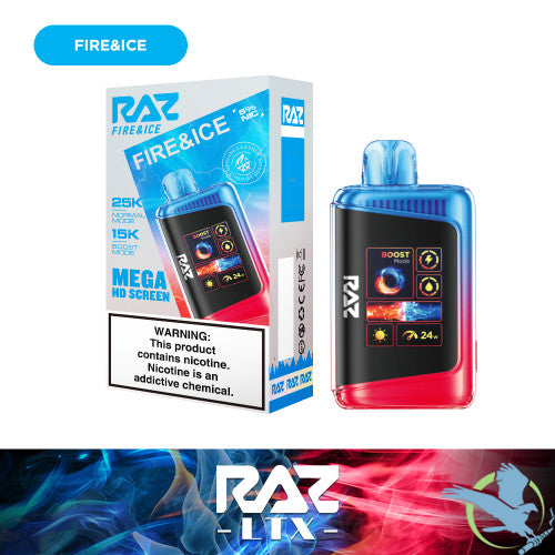 RAZ LTX 25K Puffs 16ML Disposable Device With Adjustable Airflow System & Mega HD Screen - Display of 5