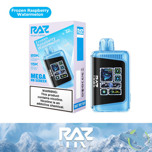 RAZ LTX 25K Puffs 16ML Disposable Device With Adjustable Airflow System & Mega HD Screen - Display of 5