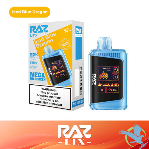 RAZ LTX 25K Puffs 16ML Disposable Device With Adjustable Airflow System & Mega HD Screen - Display of 5