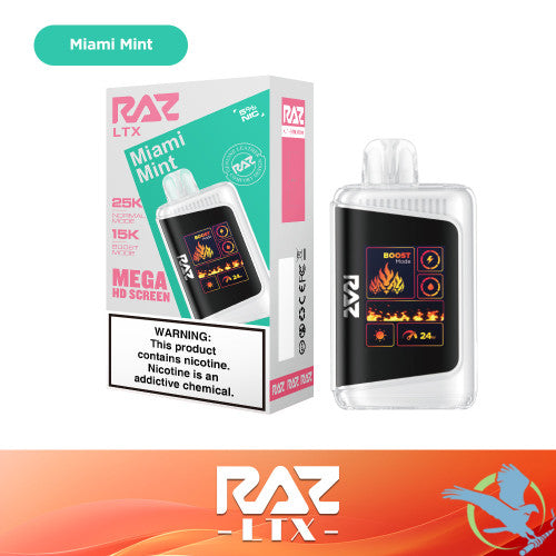 RAZ LTX 25K Puffs 16ML Disposable Device With Adjustable Airflow System & Mega HD Screen - Display of 5