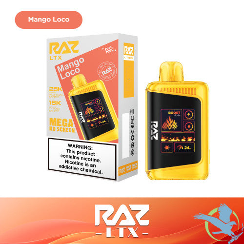 RAZ LTX 25K Puffs 16ML Disposable Device With Adjustable Airflow System & Mega HD Screen - Display of 5
