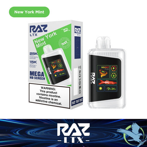 RAZ LTX 25K Puffs 16ML Disposable Device With Adjustable Airflow System & Mega HD Screen - Display of 5