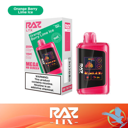 RAZ LTX 25K Puffs 16ML Disposable Device With Adjustable Airflow System & Mega HD Screen - Display of 5