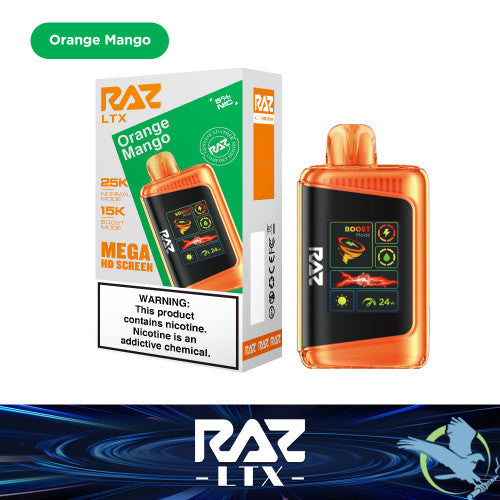 RAZ LTX 25K Puffs 16ML Disposable Device With Adjustable Airflow System & Mega HD Screen - Display of 5