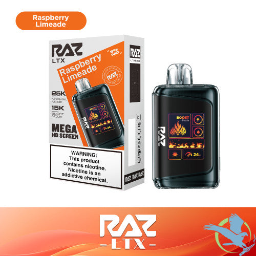 RAZ LTX 25K Puffs 16ML Disposable Device With Adjustable Airflow System & Mega HD Screen - Display of 5