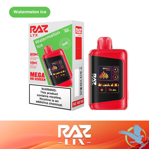 RAZ LTX 25K Puffs 16ML Disposable Device With Adjustable Airflow System & Mega HD Screen - Display of 5