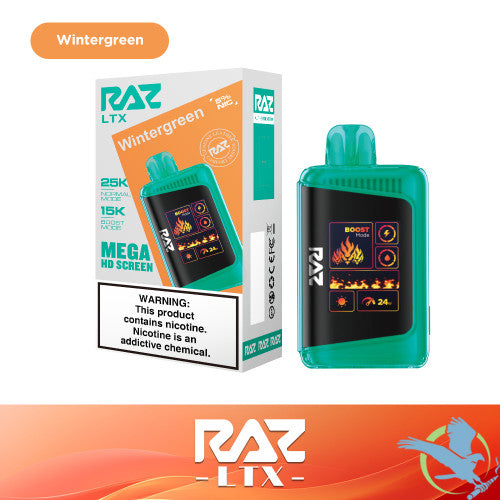 RAZ LTX 25K Puffs 16ML Disposable Device With Adjustable Airflow System & Mega HD Screen - Display of 5