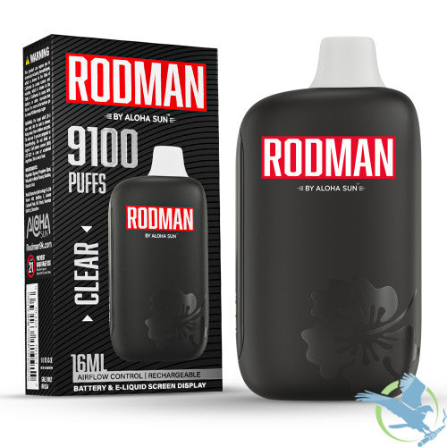 RODMAN By Aloha Sun 16ML 9100 Puffs Prefilled Nicotine Salt Rechargeable Disposable Vape Device With Battery & E-Liquid Screen - Display of 10