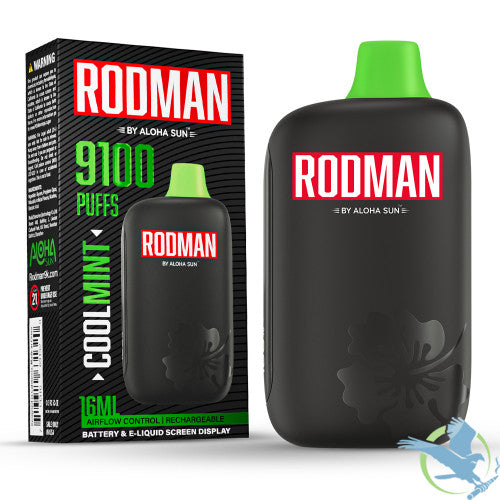 RODMAN By Aloha Sun 16ML 9100 Puffs Prefilled Nicotine Salt Rechargeable Disposable Vape Device With Battery & E-Liquid Screen - Display of 10