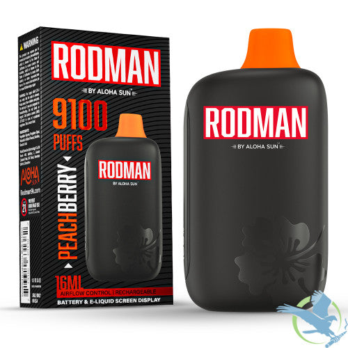 RODMAN By Aloha Sun 16ML 9100 Puffs Prefilled Nicotine Salt Rechargeable Disposable Vape Device With Battery & E-Liquid Screen - Display of 10