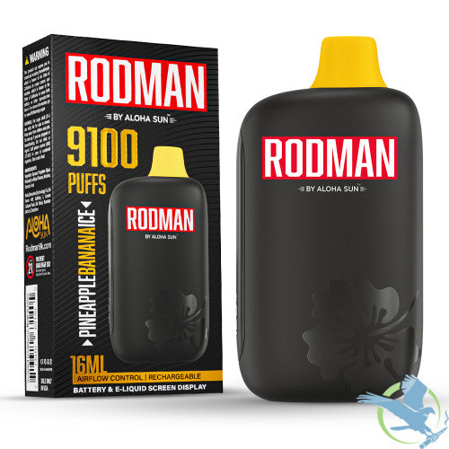 RODMAN By Aloha Sun 16ML 9100 Puffs Prefilled Nicotine Salt Rechargeable Disposable Vape Device With Battery & E-Liquid Screen - Display of 10