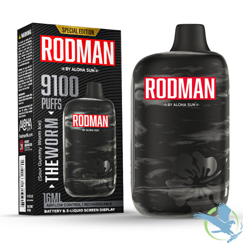 RODMAN By Aloha Sun 16ML 9100 Puffs Prefilled Nicotine Salt Rechargeable Disposable Vape Device With Battery & E-Liquid Screen - Display of 10