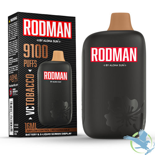 RODMAN By Aloha Sun 16ML 9100 Puffs Prefilled Nicotine Salt Rechargeable Disposable Vape Device With Battery & E-Liquid Screen - Display of 10