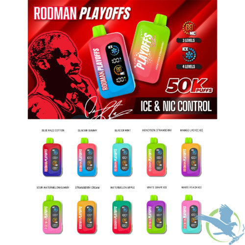 RODMAN Playoffs 50K Puffs 25ML Disposable Device With Ice & Nic Control - Display of 5