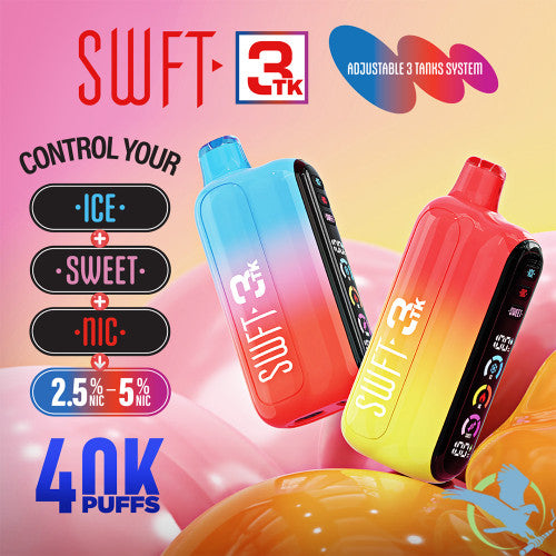 SWFT 3TK 24ML 40K Puffs Disposable Device With Adjustable 3 Tank System & Digital Screen - Display of 5