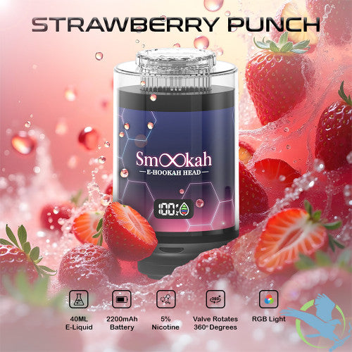 Smookah E-Hookah Head 100K Puffs 40ML DTL Disposable With RGB Light - Display of 4