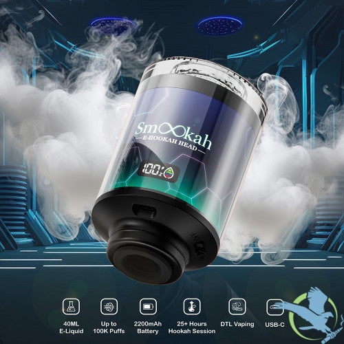 Smookah E-Hookah Head 100K Puffs 40ML DTL Disposable With RGB Light - Display of 4