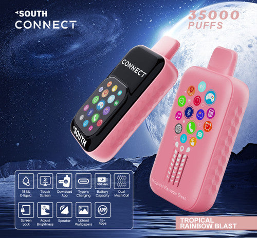 South Connect 35K Puffs 18ML Disposable Device With Bluetooth Connections & Touch Screen - Display of 5