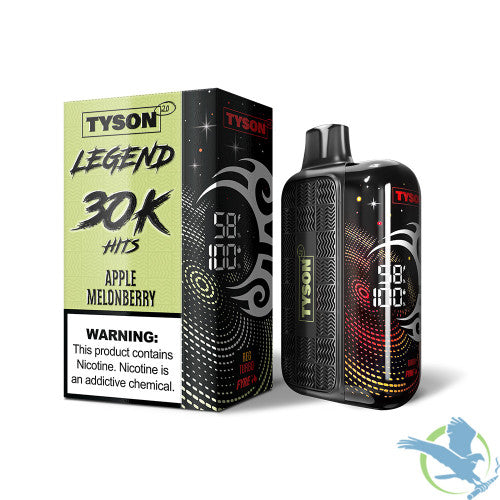 Tyson 2.0 Legend 30K Puffs 16ML Disposable Device With Triple Mesh Coil & Curved Screen With Adjustable Hit - Display of 5