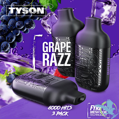Tyson 2.0 Lightweight 6K Puffs 12ML Disposable Device With Fire Mesh Coil Technology - Pack of 3 - Display of 10 Packs