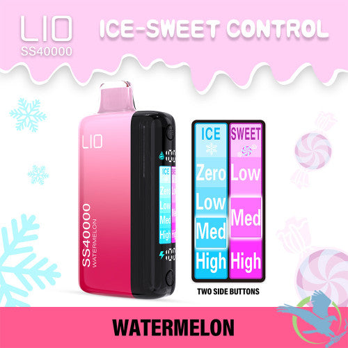 Lio SS40000 Puffs 22ML Disposable Device With HD Full Screen & Ice-Sweet Control - Display of 5