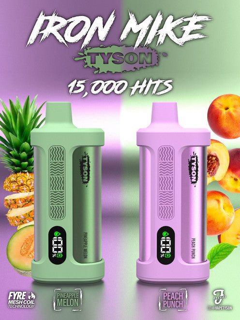 IRON MIKE Tyson 14ML 15K Puffs Disposable Device With LED Screen - Display of 5 - TEXAS COMPLIANT