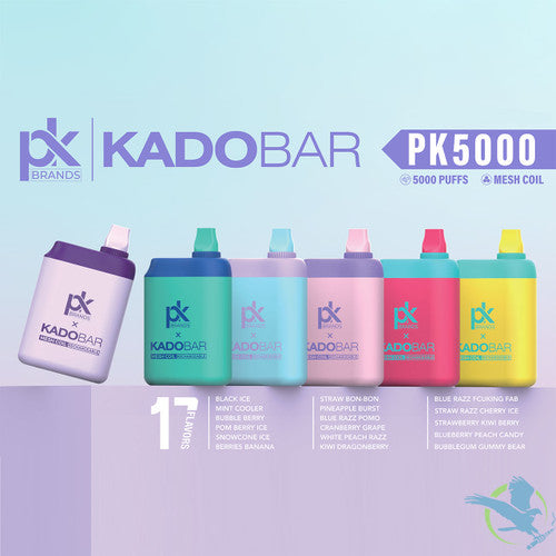 PK Brands x Kadobar PK5000 14ML 5000 Puffs 650mAh Prefilled Nicotine Salt Rechargeable Disposable Device With Mesh Coil - Display of 5
