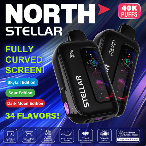 North Stellar Dark Moon Edition 40K Puffs 20ML Disposable Device With Fully Curved Screen & Four Screen Animations - Display of 5
