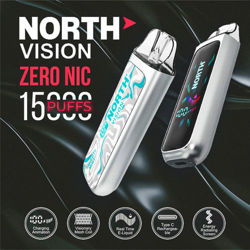 North Vision 15K Puffs 15ML Zero Nicotine Disposable Device With Visionary Mesh Coil & Energy Radiating Screen - Display of 5