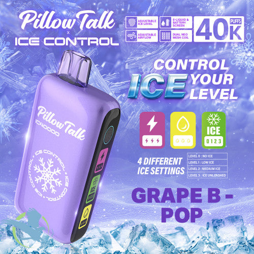 Pillow Talk Ice Control IC40000 Puffs 20ML Disposable Device With Touch To Adjust Ice Level & LED Screen - Display of 5