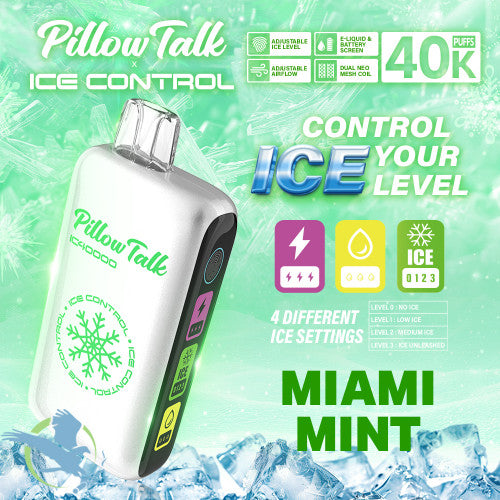 Pillow Talk Ice Control IC40000 Puffs 20ML Disposable Device With Touch To Adjust Ice Level & LED Screen - Display of 5